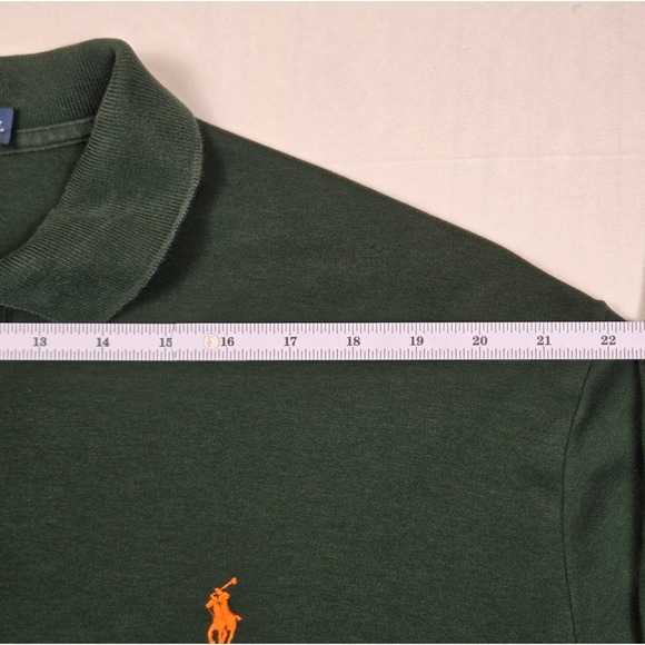 Polo Ralph Lauren Mens Long Sleeve Polo Shirt Green Orange Pony Logo Size XL - Picture 7 of 12
